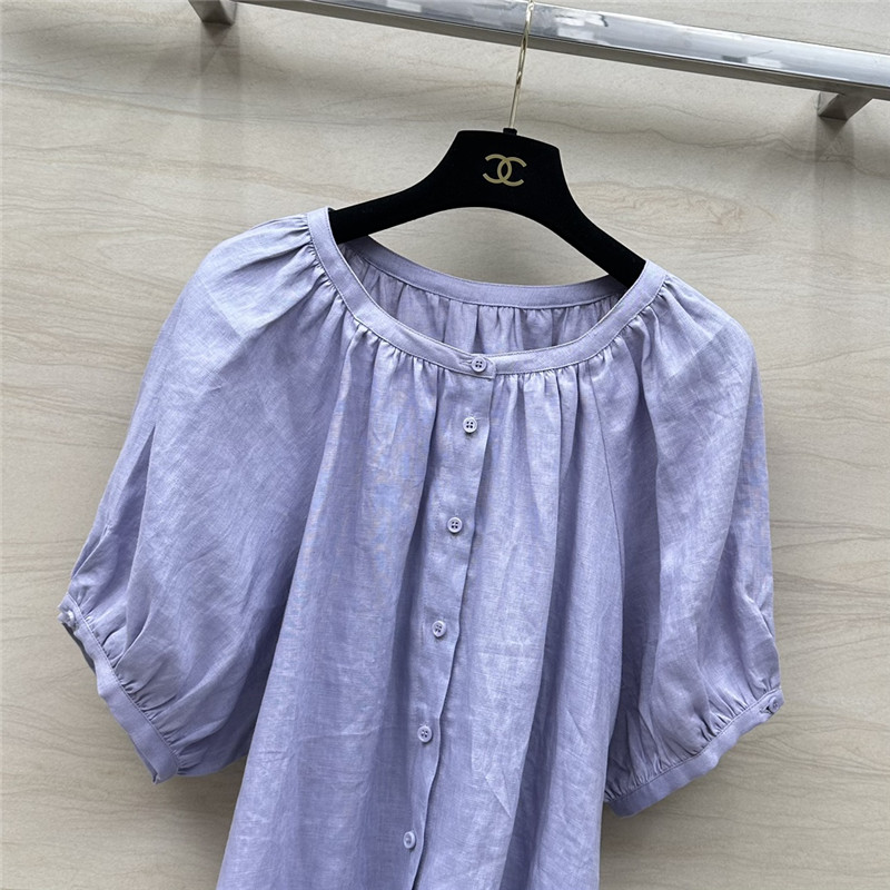 L0r0 P1ana puff sleeve linen top replica d&g clothing