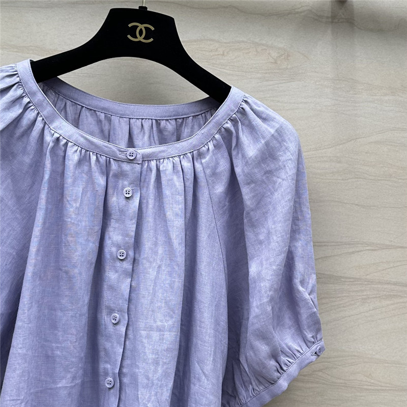 L0r0 P1ana puff sleeve linen top replica d&g clothing