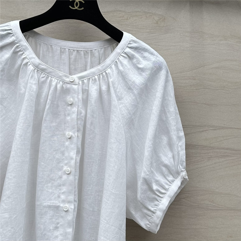 L0r0 P1ana puff sleeve linen top replica d&g clothing