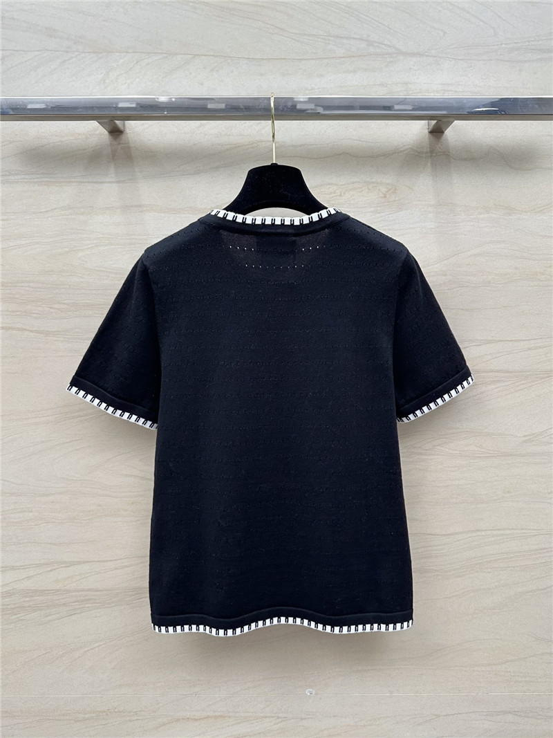Ch**el contrast trim knit short-sleeved top replica clothing