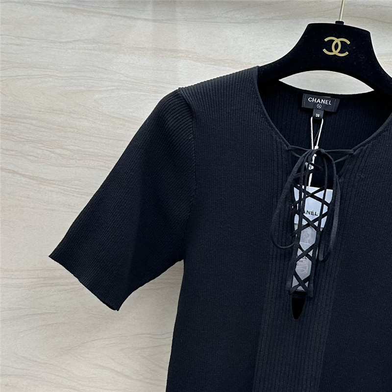 Ch**el knitted short-sleeved top replica d&g clothing