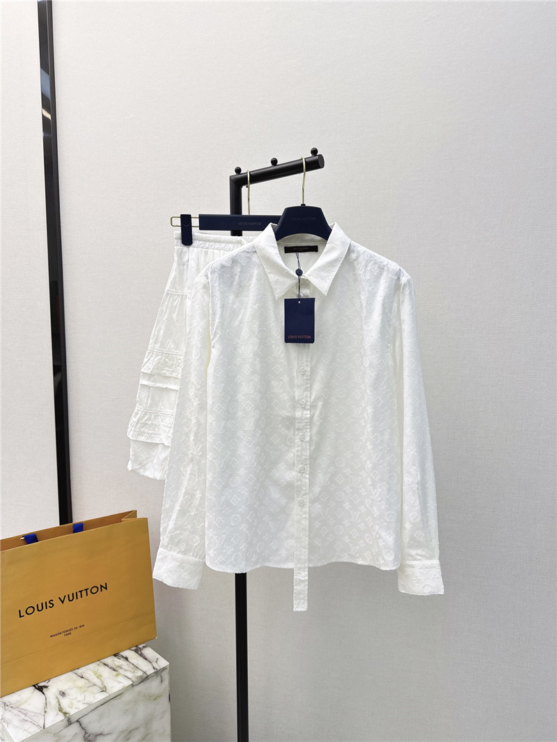 louis vuitton LV loose shirt + umbrella skirt suit replica clothes