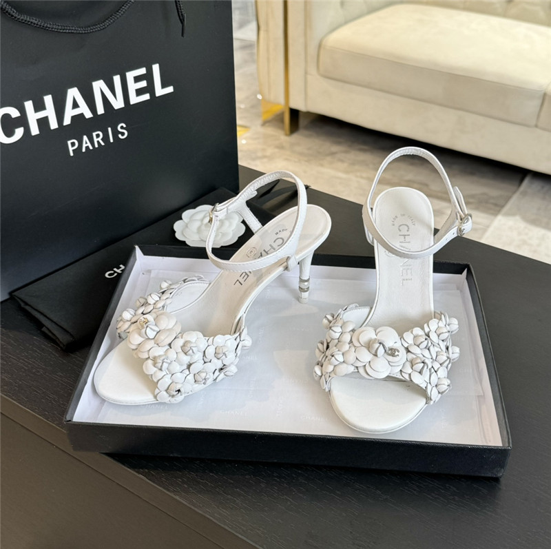 Ch**el camellia strappy heel sandals