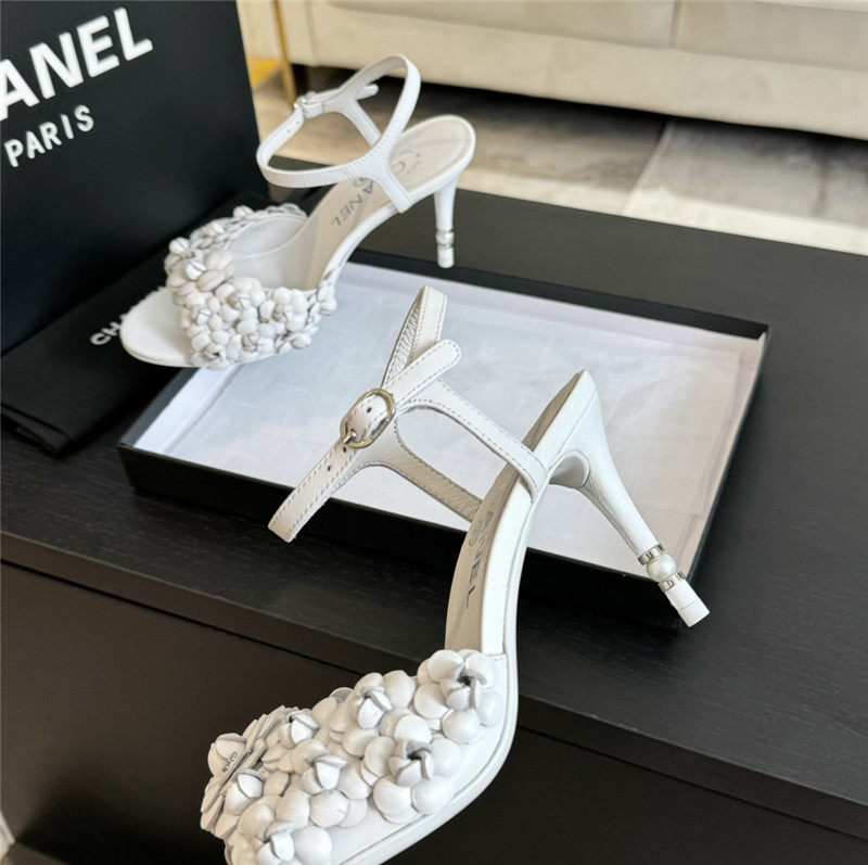 Ch**el camellia strappy heel sandals