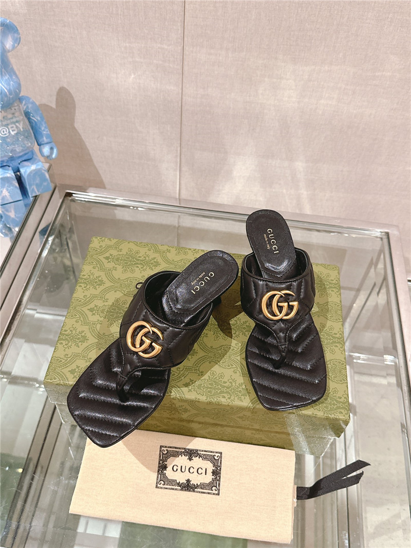 Gucci GG 55mm Matelassé Mules Black