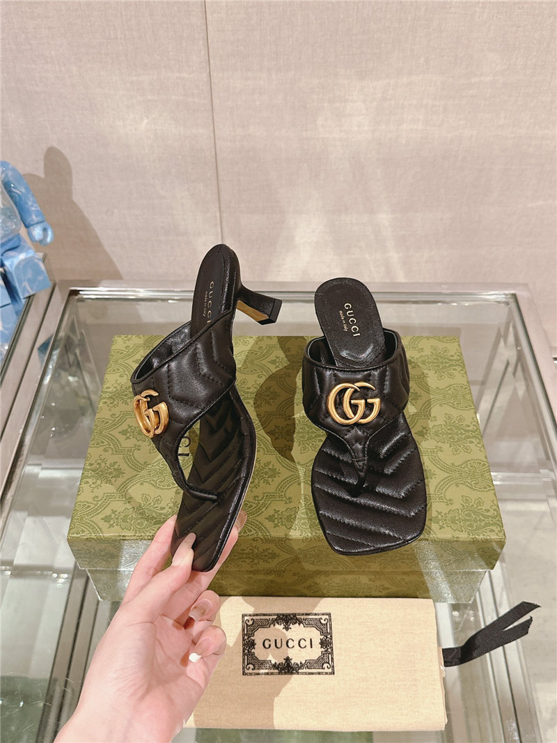 Gucci GG 55mm Matelassé Mules Black