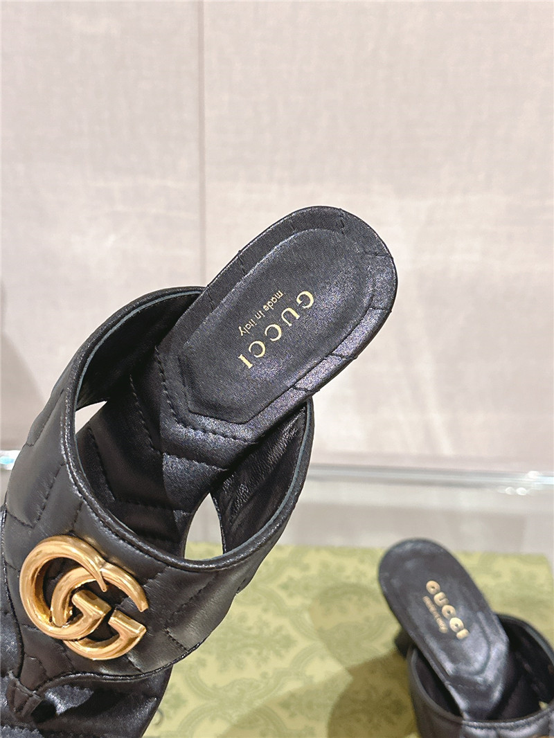 Gucci GG 55mm Matelassé Mules Black