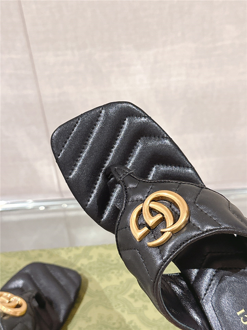 Gucci GG 55mm Matelassé Mules Black