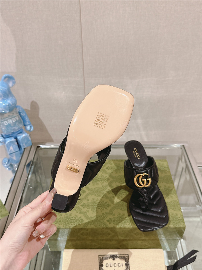 Gucci GG 55mm Matelassé Mules Black
