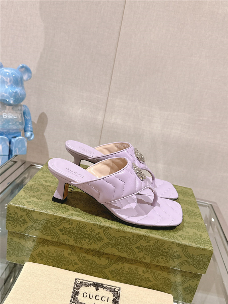 Gucci GG 55mm Matelassé Mules Purple