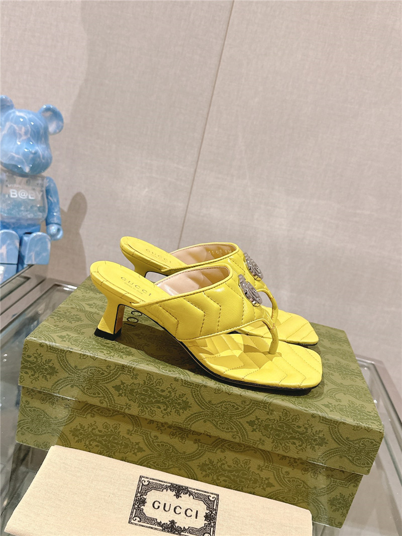 Gucci GG 55mm Matelassé Mules Yellow