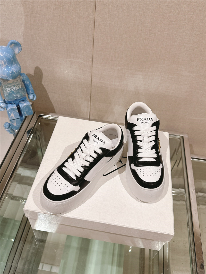 Pra*a black and white lace-up platform sneakers