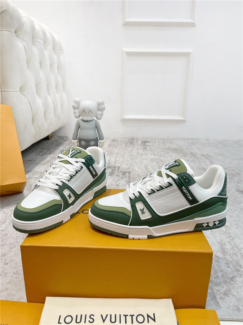 Louis Vuitton Green and White Trainer Sneakers
