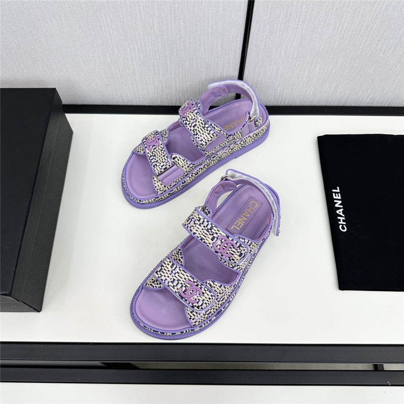 Chanel Women’s Purple Tweed Sandals