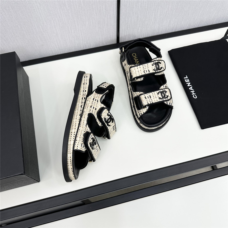 Ch**el women’s black tweed sandals