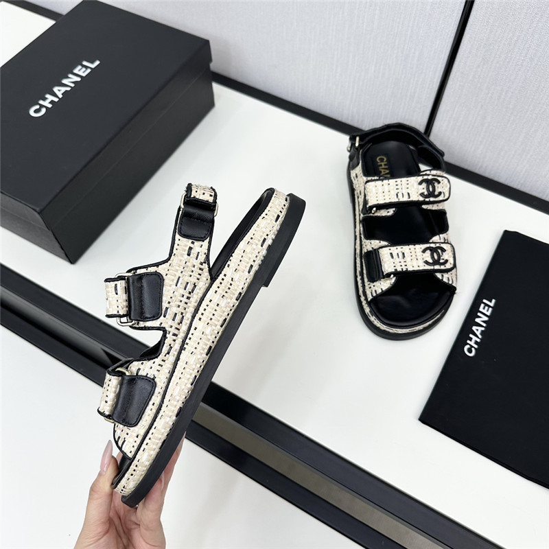 Ch**el women’s black tweed sandals