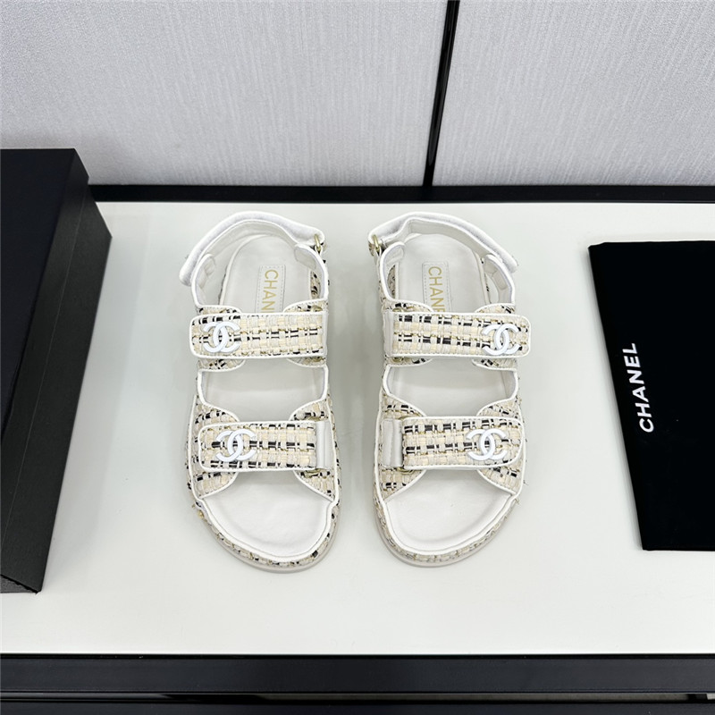 Ch**el women’s white tweed sandals