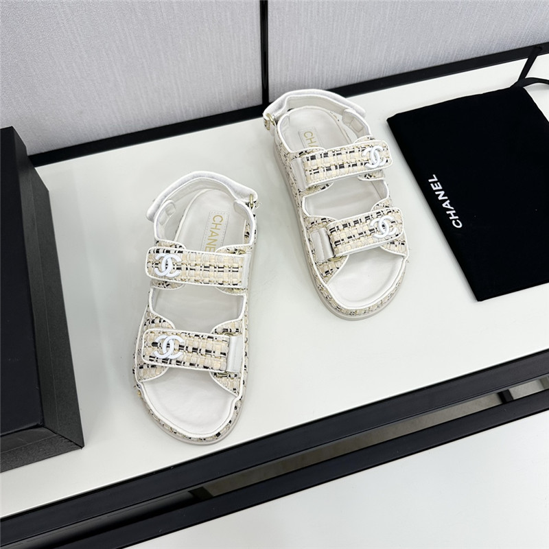Ch**el women’s white tweed sandals