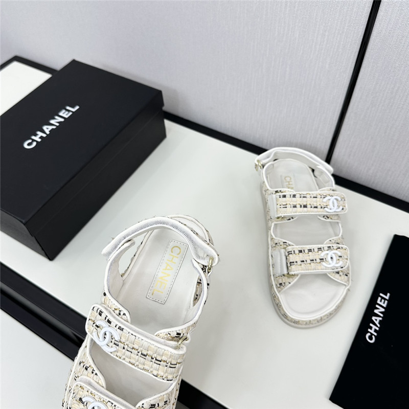Ch**el women’s white tweed sandals