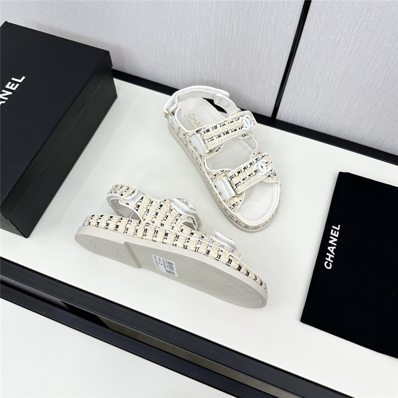 Ch**el women’s white tweed sandals