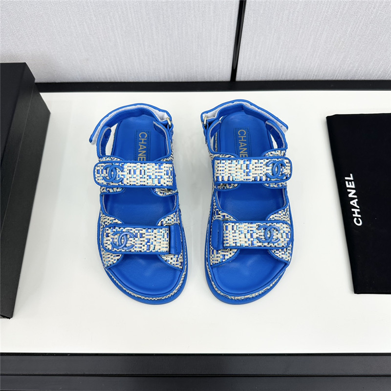 Chanel Women’s Tweed Sandals Blue