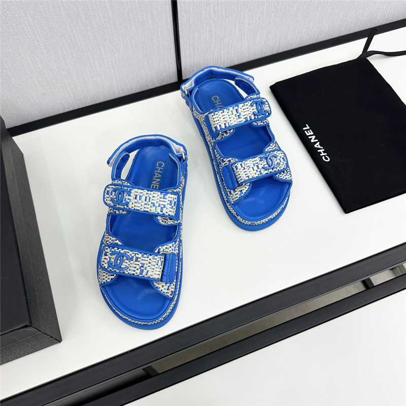 Chanel Women’s Tweed Sandals Blue