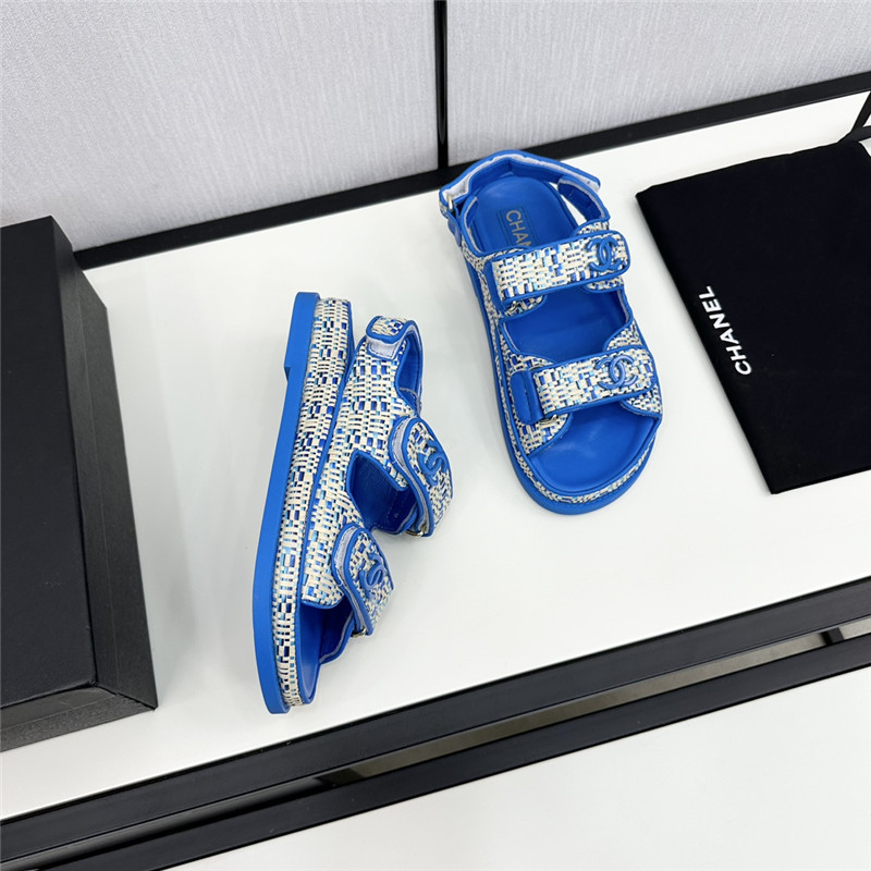 Chanel Women’s Tweed Sandals Blue
