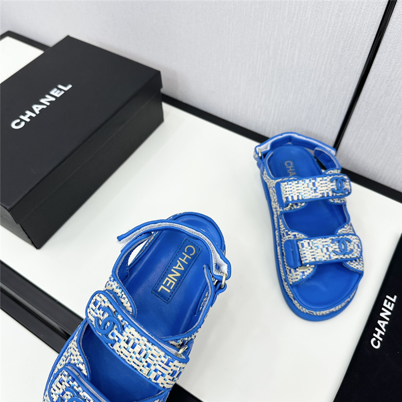 Chanel Women’s Tweed Sandals Blue