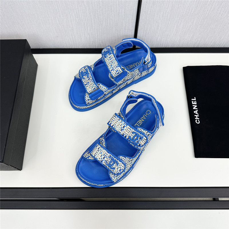 Chanel Women’s Tweed Sandals Blue