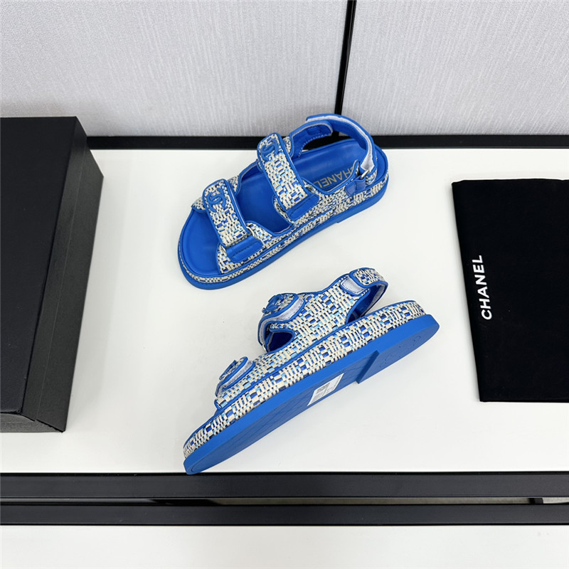 Chanel Women’s Tweed Sandals Blue
