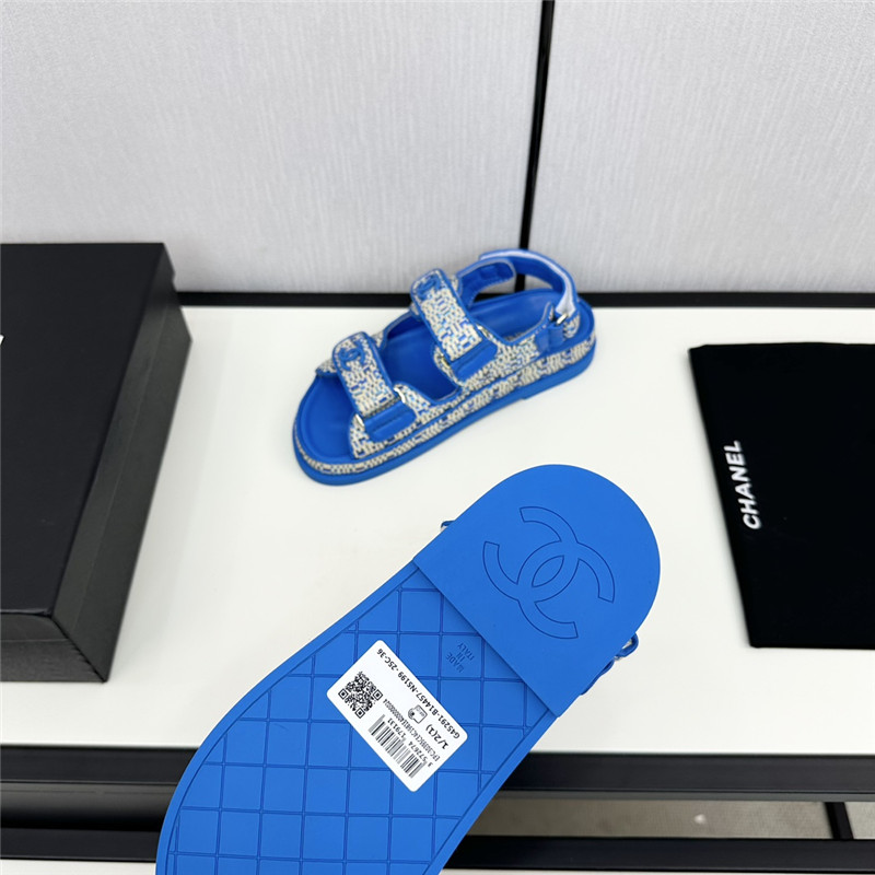 Chanel Women’s Tweed Sandals Blue