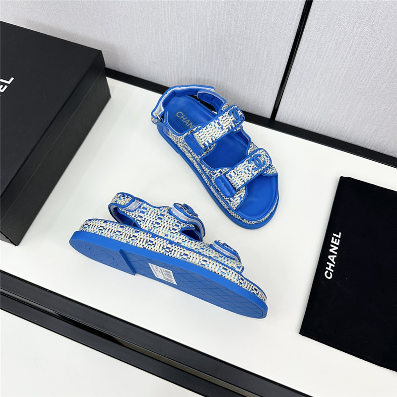 Chanel Women’s Tweed Sandals Blue