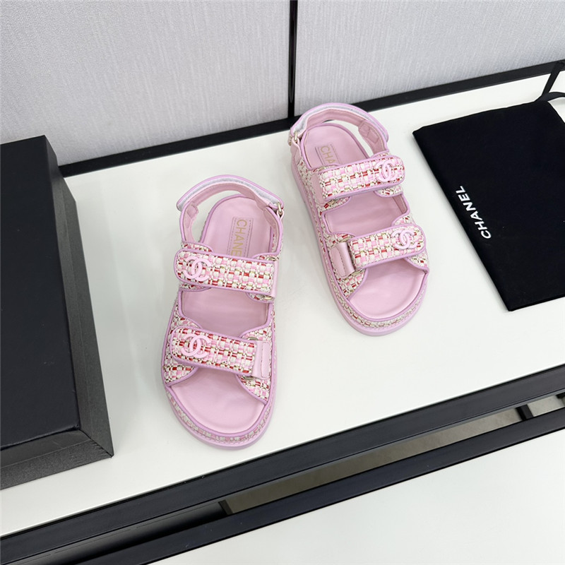 Chanel Women’s Pink Tweed Sandals