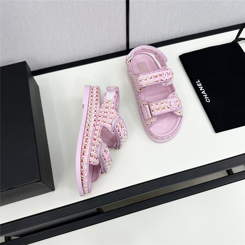 Chanel Women’s Pink Tweed Sandals