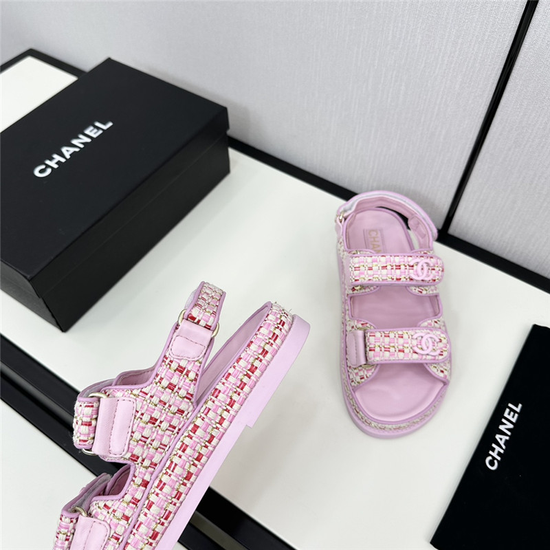 Chanel Women’s Pink Tweed Sandals