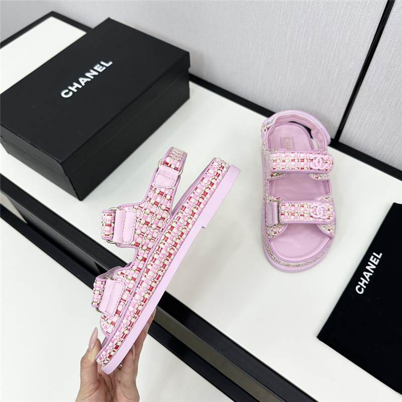 Chanel Women’s Pink Tweed Sandals