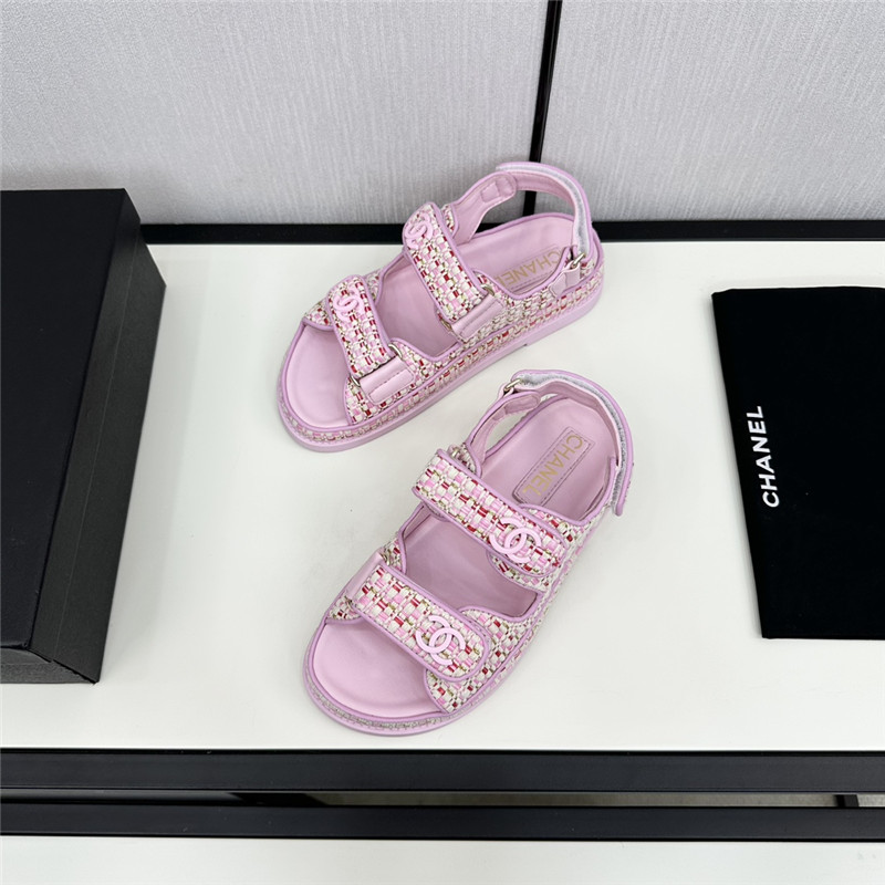 Chanel Women’s Pink Tweed Sandals