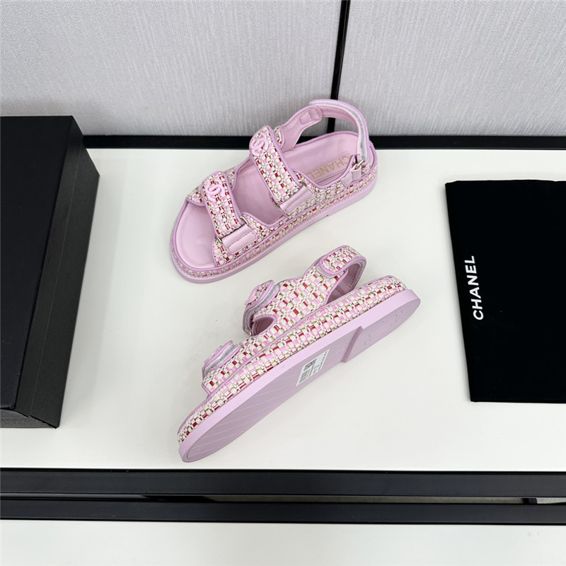 Chanel Women’s Pink Tweed Sandals