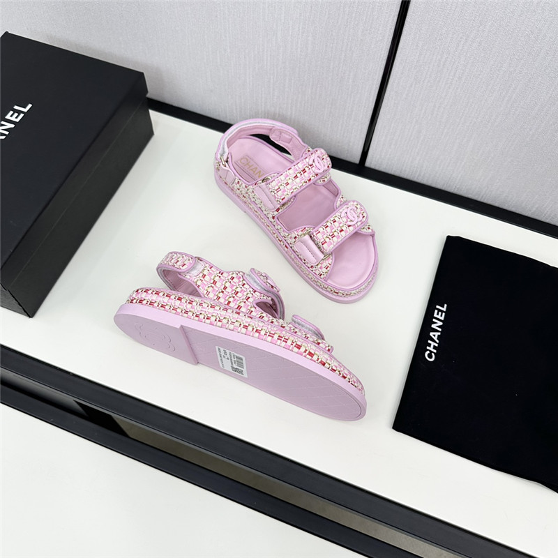 Chanel Women’s Pink Tweed Sandals