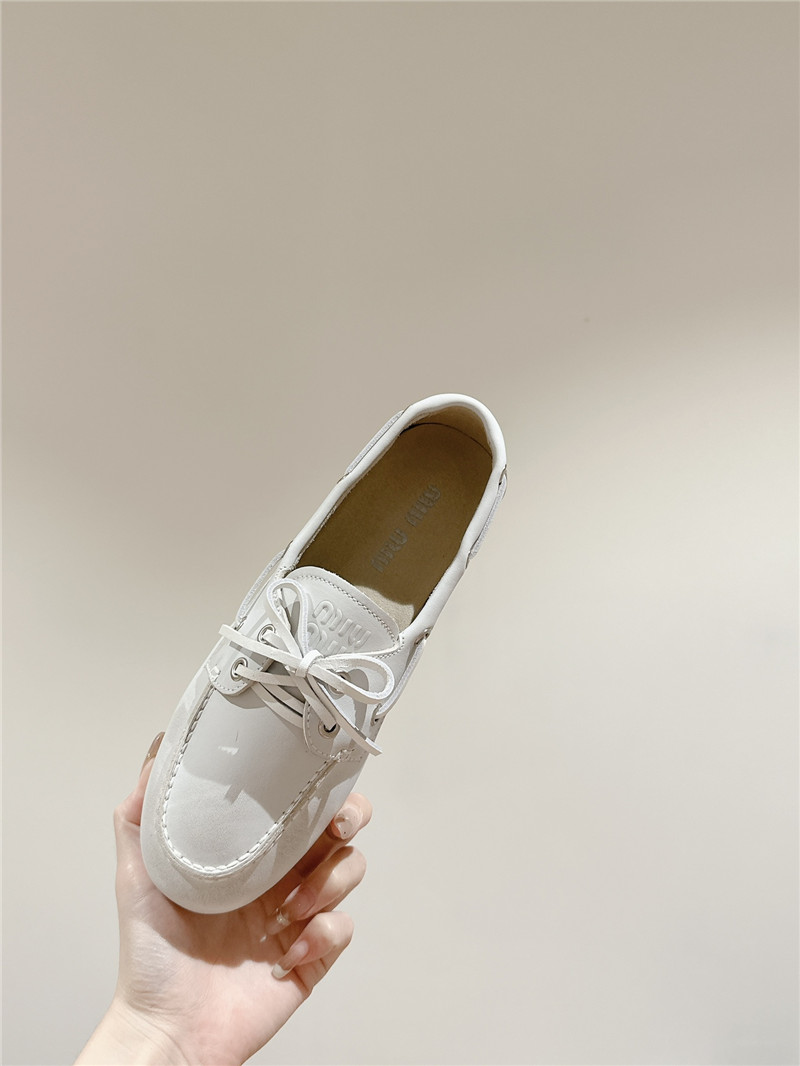 Miu Miu Bleached Leather Loafers White