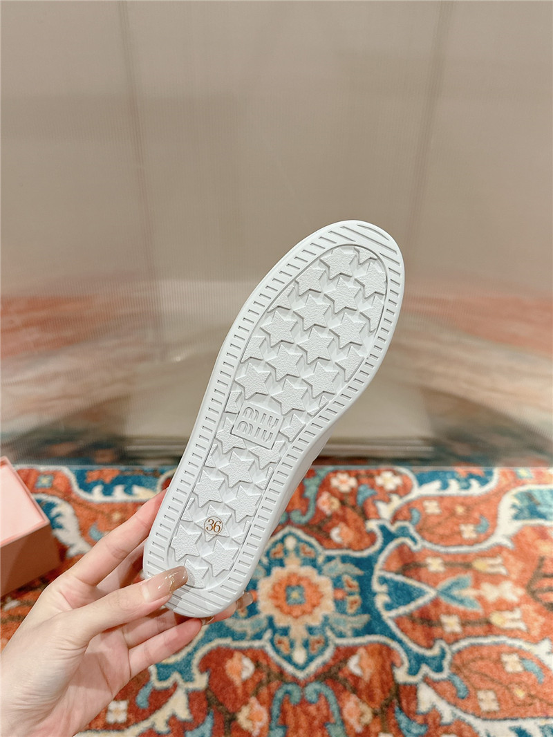 Miu Miu Bleached Leather Loafers White