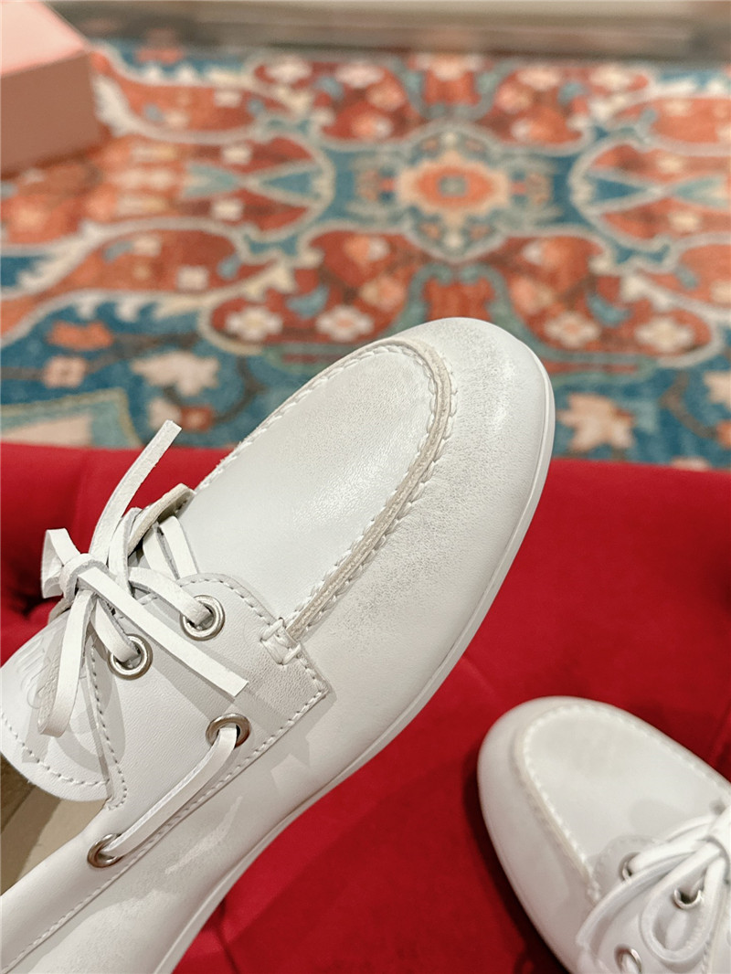 Miu Miu Bleached Leather Loafers White