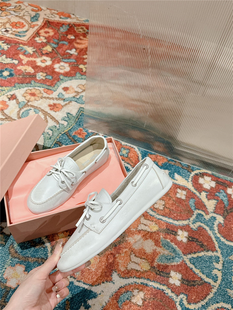 Miu Miu Bleached Leather Loafers White