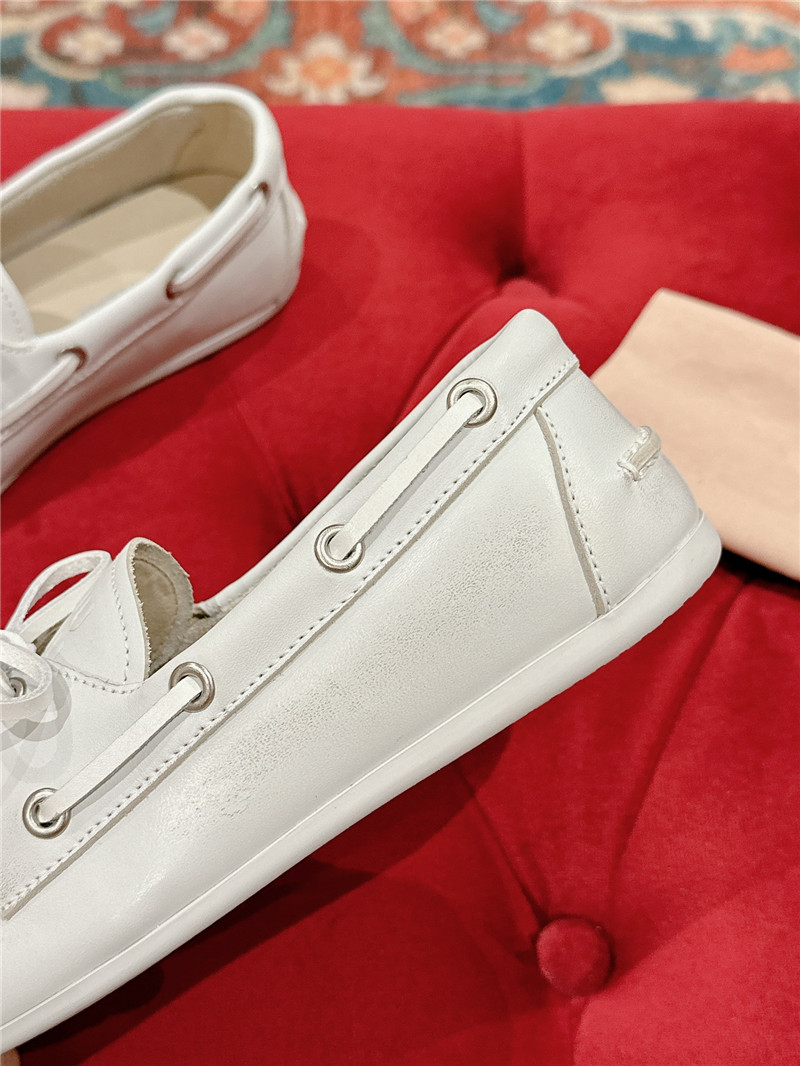 Miu Miu Bleached Leather Loafers White