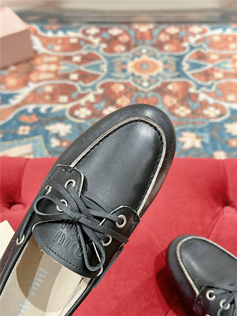 Miu Miu Bleached Leather Loafers Black