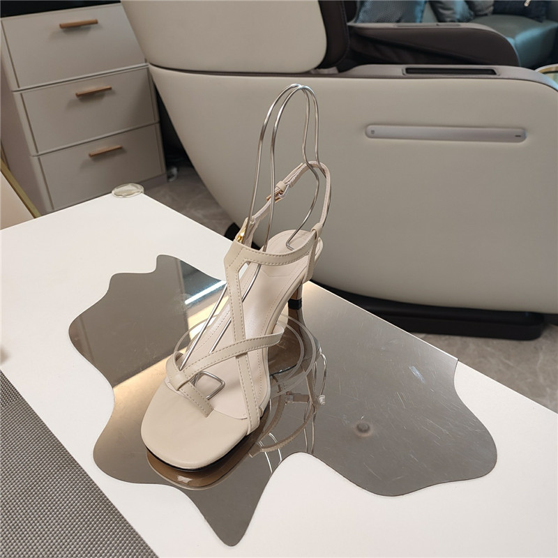 Fendi Ffold 55mm Leather Sandals Beige