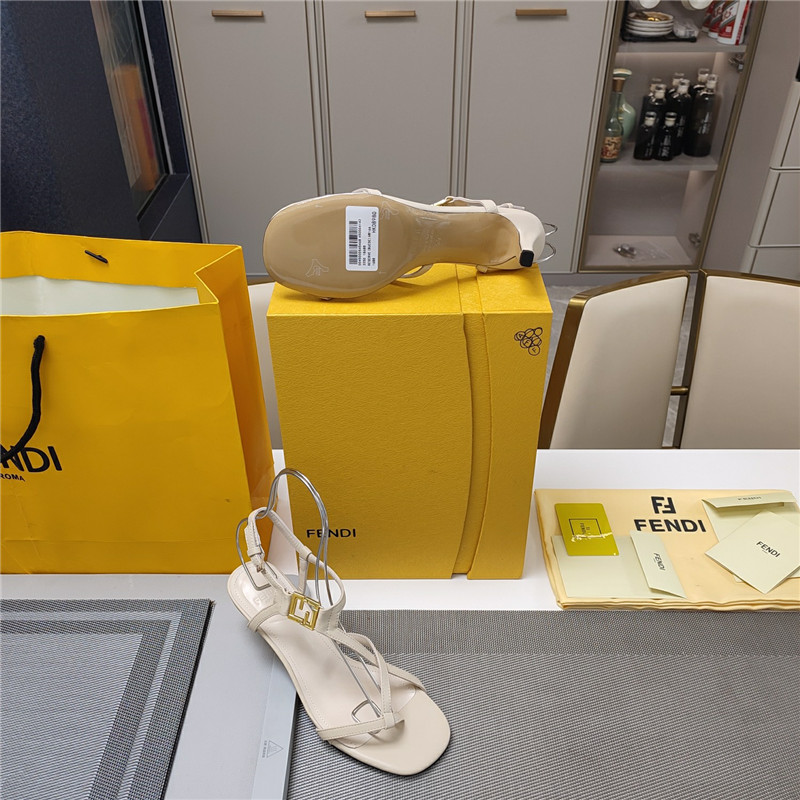 Fendi Ffold 55mm Leather Sandals Beige