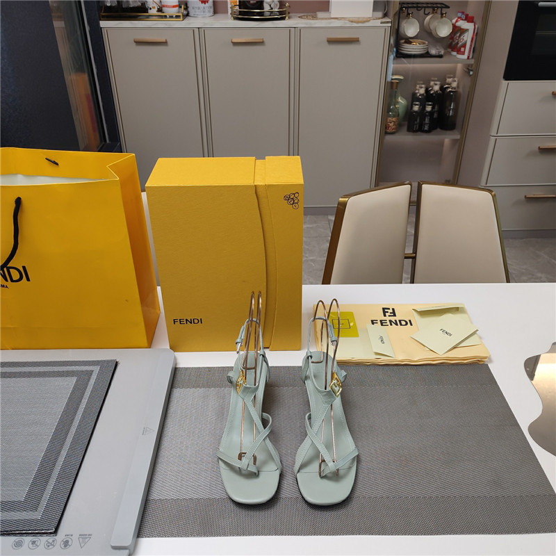 Fendi Ffold 55mm Leather Sandals Green