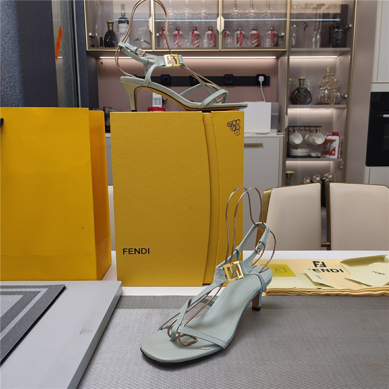 Fendi Ffold 55mm Leather Sandals Green