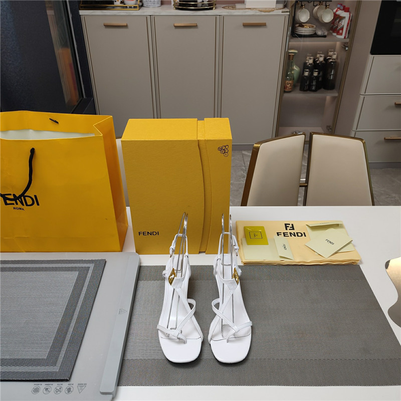 Fendi Ffold 55mm Leather Sandals White